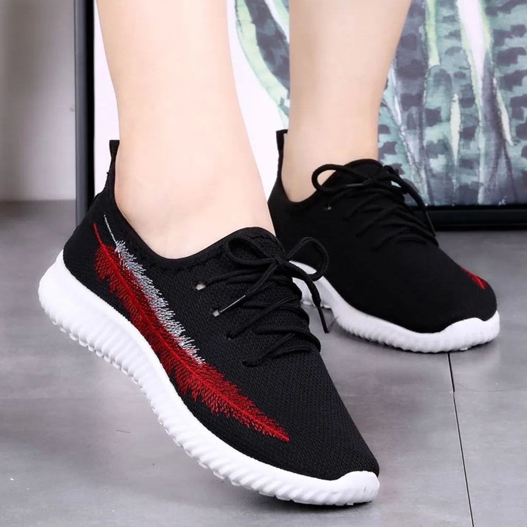 2019 Women's Ladies Casual Shoes Woman Anti-Slip Sport Walking Sneakers Women Lace-up Flats Running Soft Tenis Vulcanize Shoes