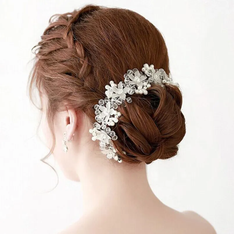 Свадебные украшения для волос тиары с жемчужинами и кристаллами свадебные