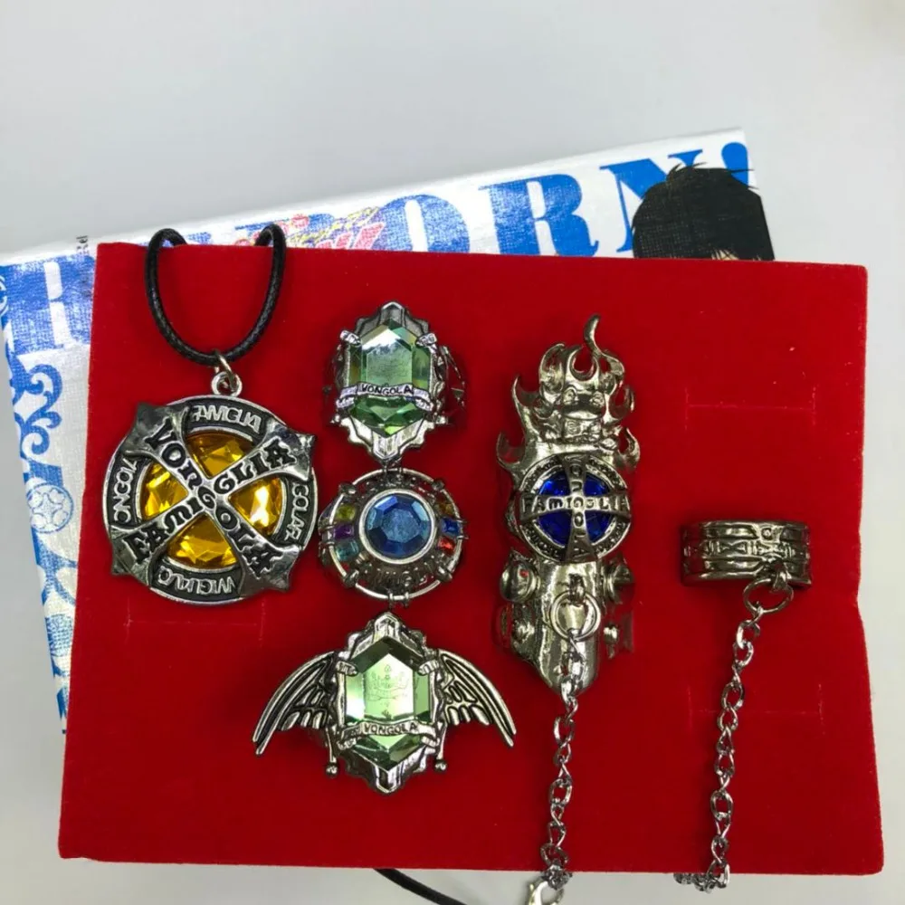 5 шт./компл. мультяшное вращающееся металлическое кольцо на палец Katekyo Hitman Reborn