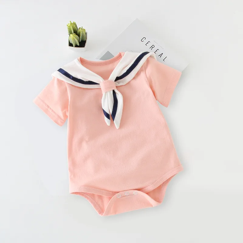 Baby boy girl clothing baby navy suit newborn cotton triangle bag fart thin paragraph romper | Мать и ребенок