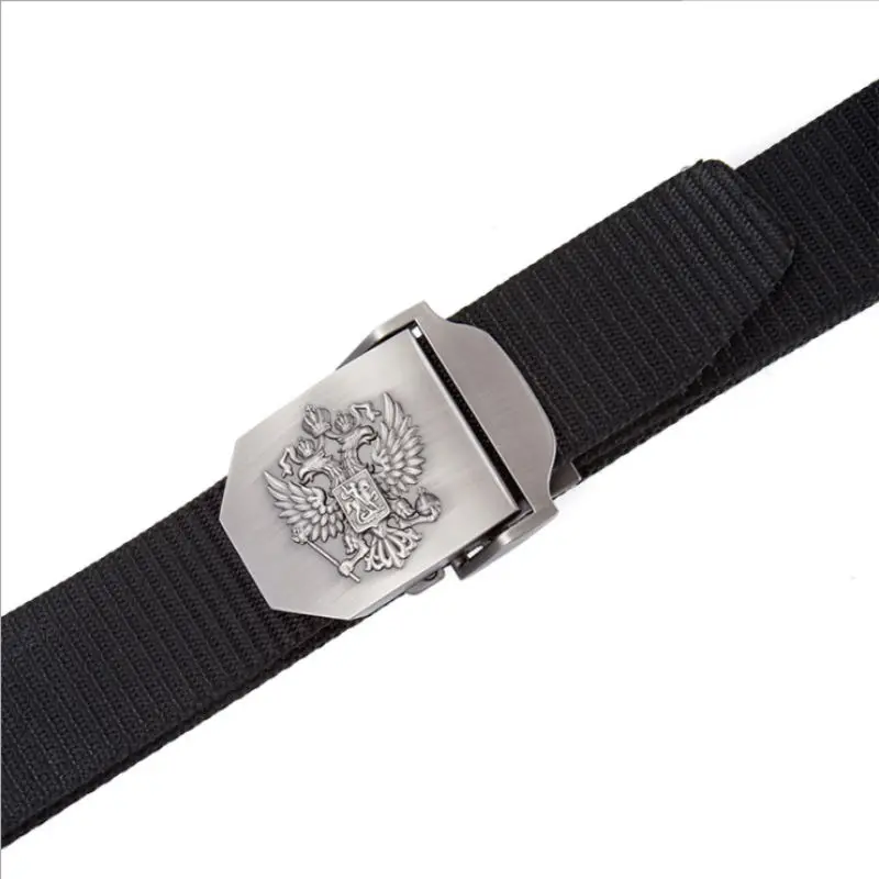 BOKADIAO Men&Women Thick nylon Canvas belt luxury Russian National Emblem Metal buckle jeans Military Army tactical belts|Мужские ремни|
