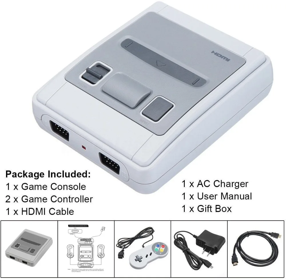 Мини HDMI семья ТВ 8 бит SNES Видео игровая консоль Ретро Классический HD выход Ручной