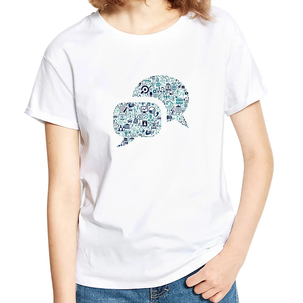 2017 г. Модные женские сообщение символ печати Футболка дышащие любителей футболка