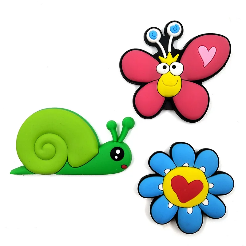 Силиконовые магниты на холодильник с бабочкой и улиткой мультяшными животными