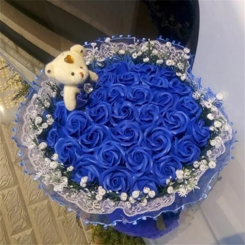 Мягкие животные милые плюшевые игрушки плюшевый мишка с Искусственные Розы Букеты из игрушек креативный подарок на день Святого Валентина/выпускной