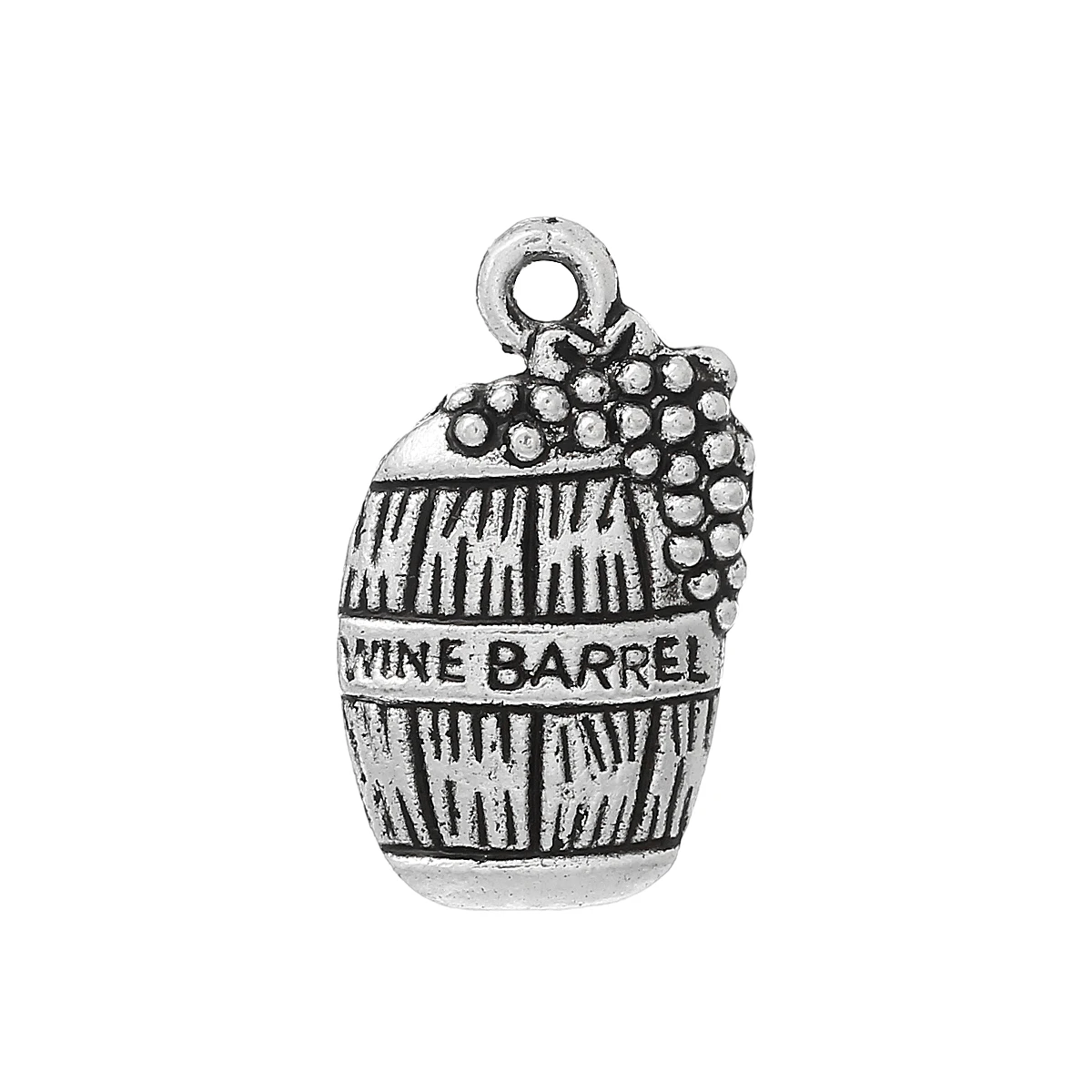DoreenBeads Zinc Based Alloy Charms Barrel Antique Silver Color Message &quot Wine Carved 19mm( 6/8&quot) x 12mm( 4/8&quot) 9 PCs |