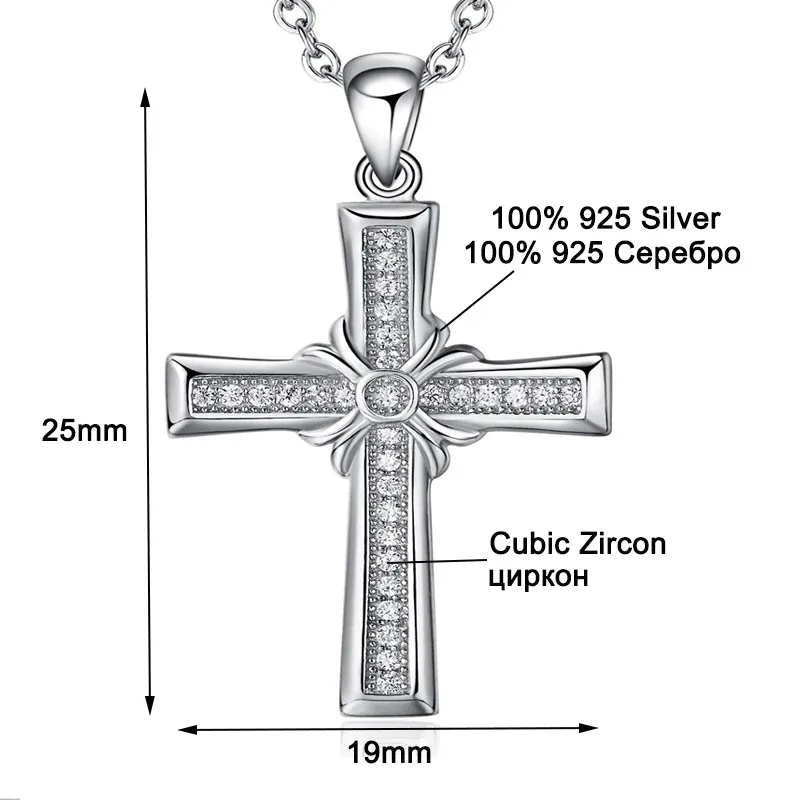 Женский кулон-крест из серебра 100% пробы с фианитом | Украшения и аксессуары