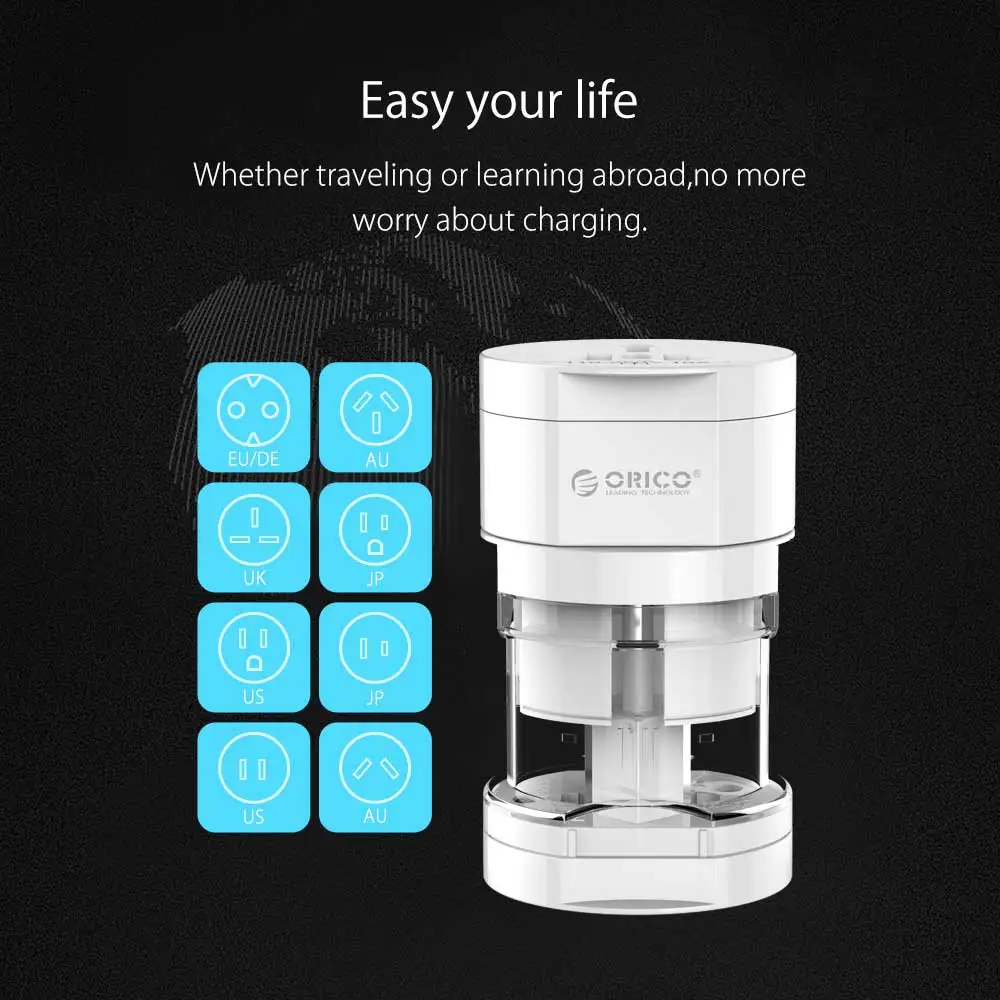 ORICO Универсальный адаптер для путешествий Электрический портативная розетка все