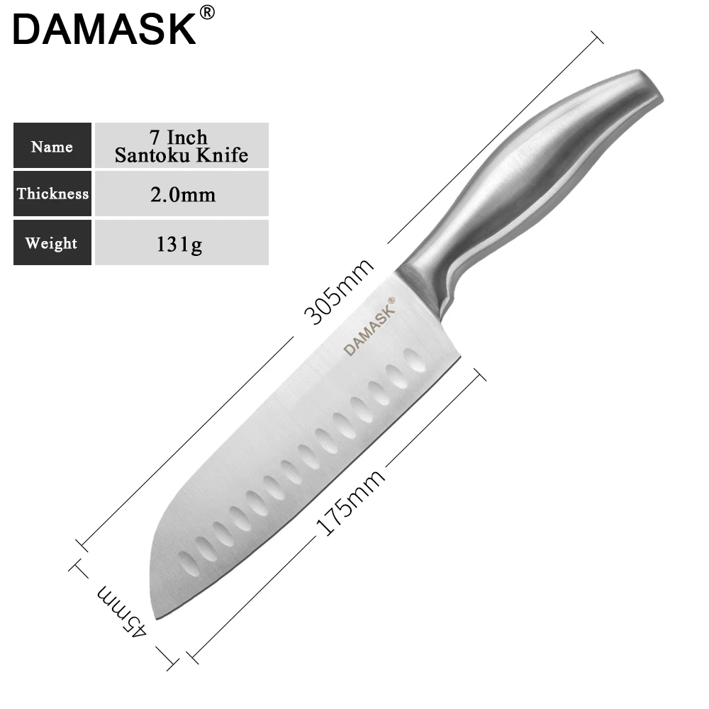 DAMASK набор кухонных ножей из нержавеющей стали японский нож Santoku для нарезки хлеба
