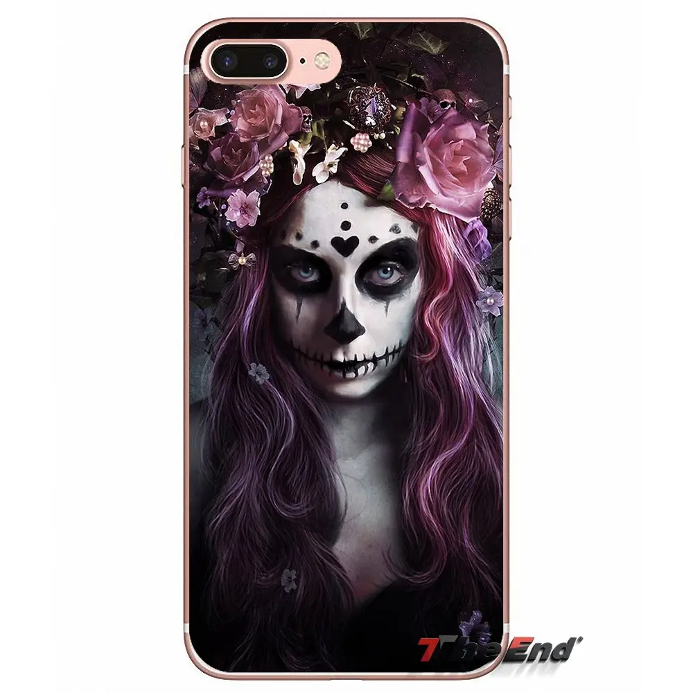 Для iPhone X 4 4S 5 5S 5C SE 6 6S 7 8 Plus Samsung Galaxy J1 J3 J5 J7 A3 A5 2016 2017 Catrina красивая Роза девушка череп