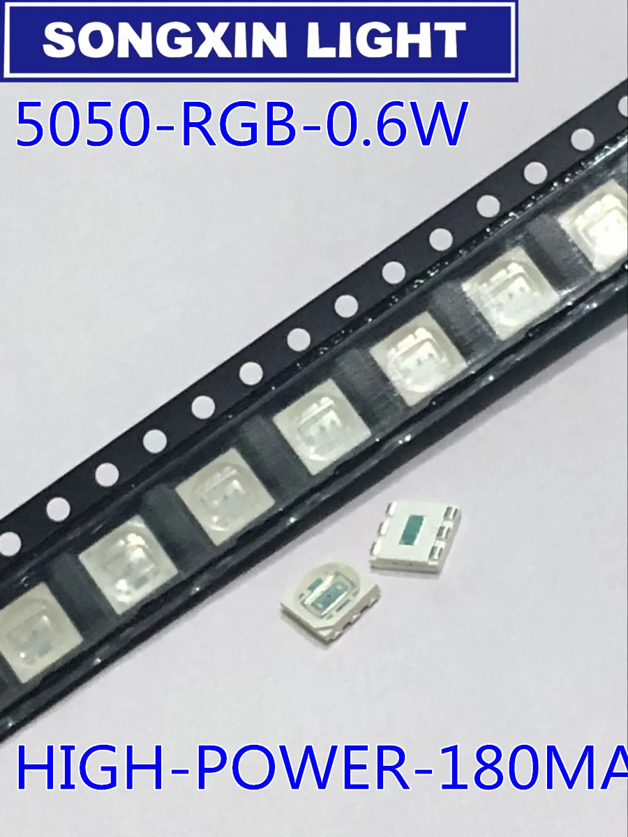 100 шт. SMD 5050 RGB-чип светодиодная лампа smd5050 трехцветсветодиодный 0 6 мА светодиодный