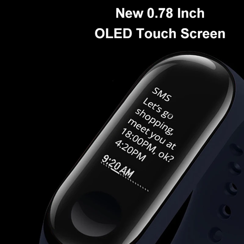 Новинка, Xiaomi mi смарт-браслет 3, 0,78 дюймов, OLED, мгновенное сообщение, Идентификатор вызывающего абонента, погода, Forecate mi Band 3