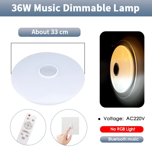 3colors-RT-BT-33cm RGB светодиодный потолочный светильник с регулируемой яркостью, Bluetooth, музыкальная лампа, 220 В, дистанционное управление, умное освещение динамиков вечерние, для спальни, гостиной, 36 Вт, 40 Вт - Цвет корпуса: 3colors-RT-BT-33cm