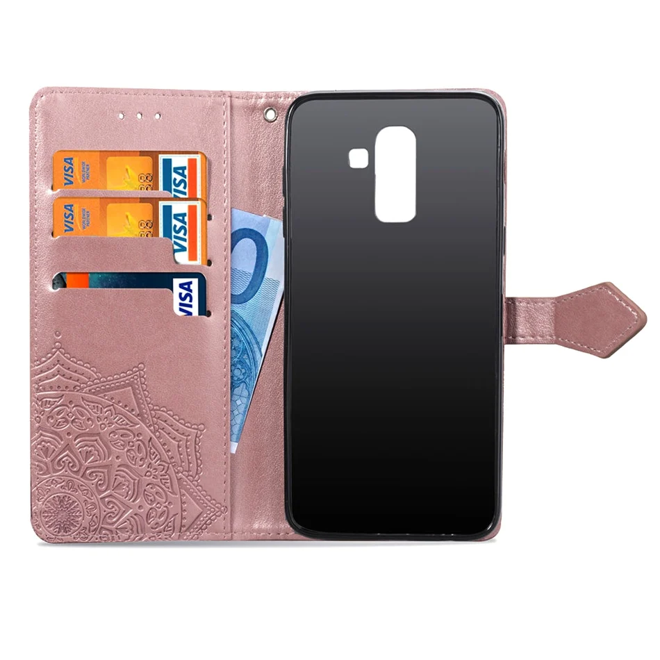 Чехол Кошелек из искусственной кожи с откидной крышкой для Samsung Galaxy J8 2018 чехол