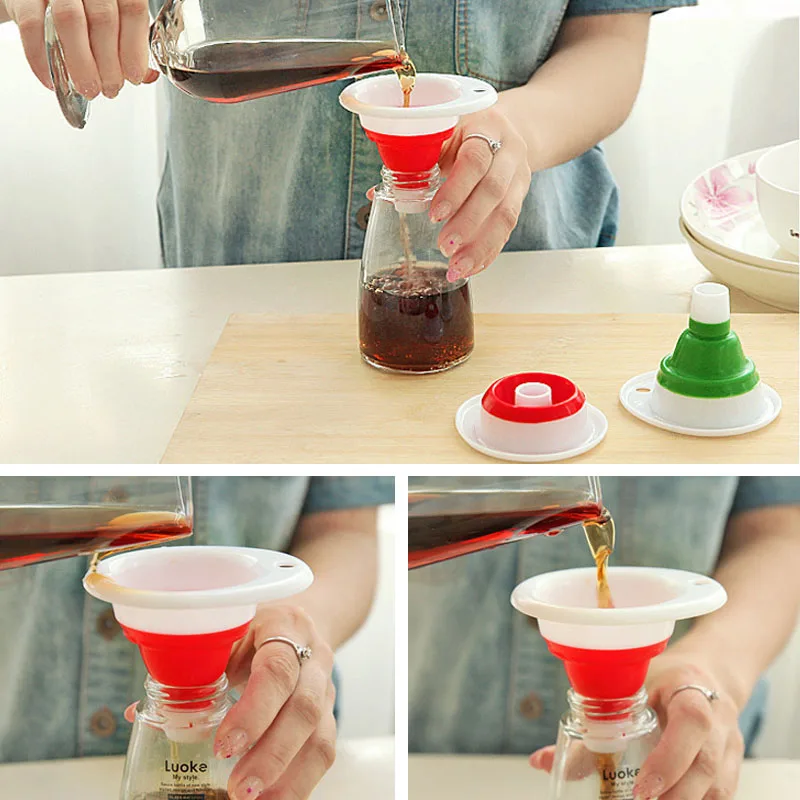 New kitchen silicone mini collapsible gel funnel portable hopper cooking gadgets accessories | Дом и сад