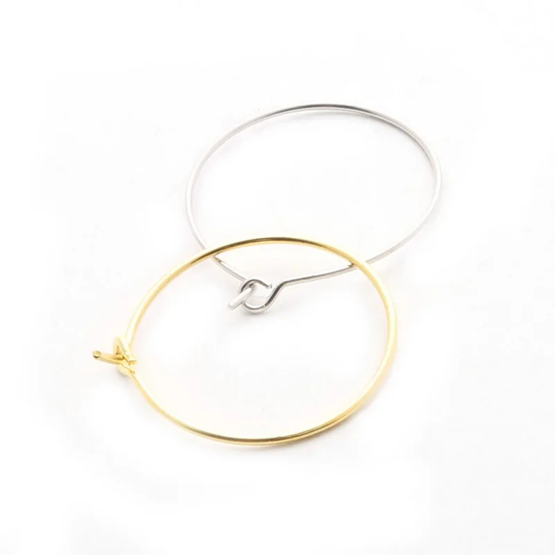 100 Позолоченные/Родиевые Винные бокалы очаровательные кольца/серьги-обручи 19 мм