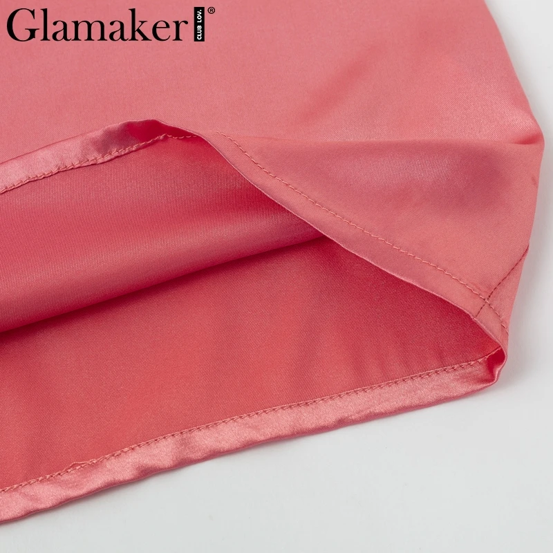 Glamaker, Атласные оборки, элегантный короткий укороченный Топ для женщин, с открытыми плечами, сексуальный летний топ на бретелях для женщин, весенние вечерние топы на бретельках с открытой спиной, Новинка