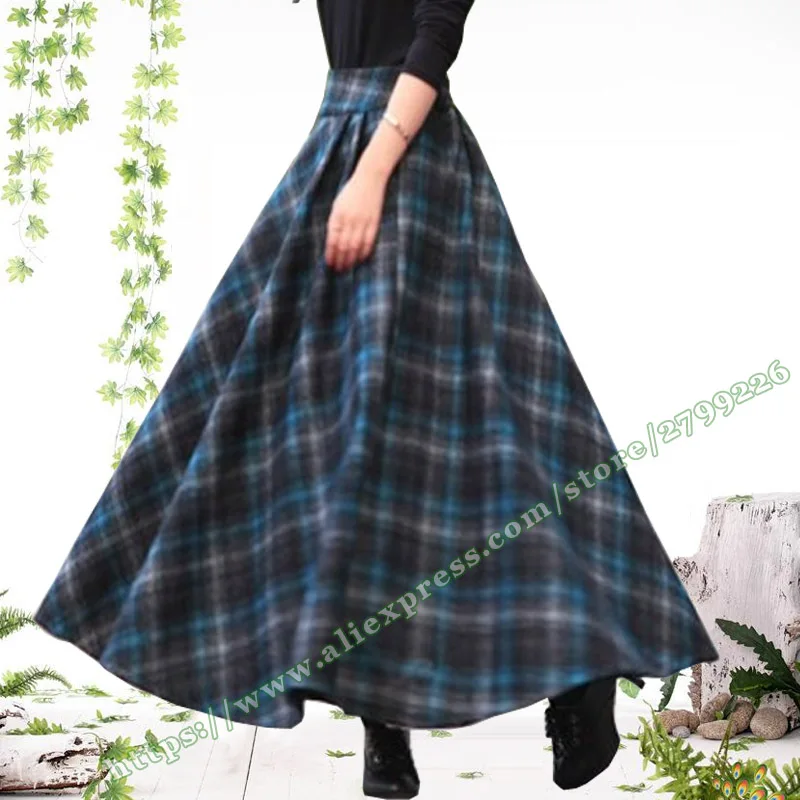Women's Clothing Winter Plus Large Size 6XL Retro Vintage Style Casual Lattice Plaid Woolen Female Maxi Ladies Skirts for Womens | Женская