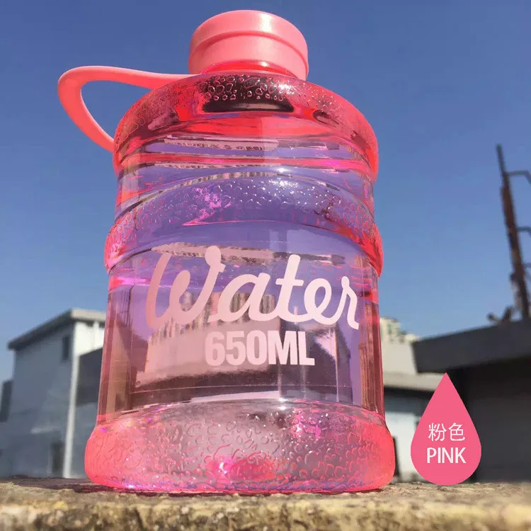 Pink 650ml Новая креативная пластиковая чашка большой емкости, мини-ведро, портативная Герметичная Бутылка Для Воды 650 мл, большая бутылка для питья сока - Цвет: Pink 650ml