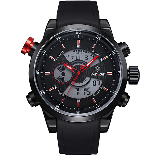 WEIDE военные мужские спортивные часы с кожаным ремешком и будильником наручные