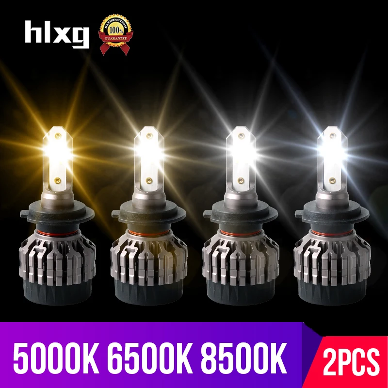 Hlxg 2 шт. H4 светодиодный H7 Автомобильные фары 3000 K 6500 4300 8000 H1 H3 HB4 9006 9005 HB3 H11 H8 Авто