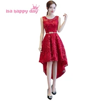 summer special occasion high low sexy lace burgundy wine red prom dresses ladies women carpet dress 2020 new arrival h4253