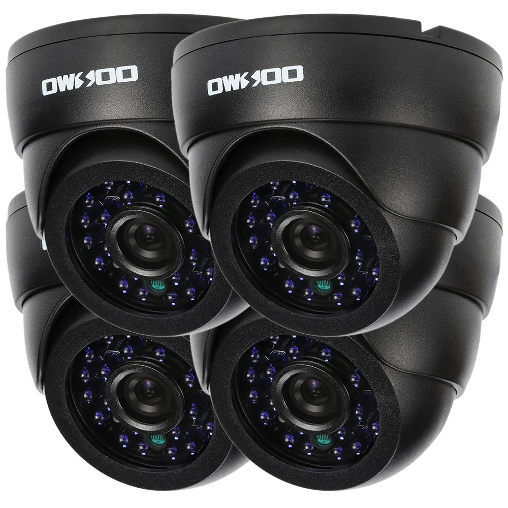OWSOO, 4 шт., 800TVL, для помещений, ИК, ночное видение, домашнее наблюдение, камеры видеонаблюдения, комплект, подключи и играй, домашняя система видеонаблюдения