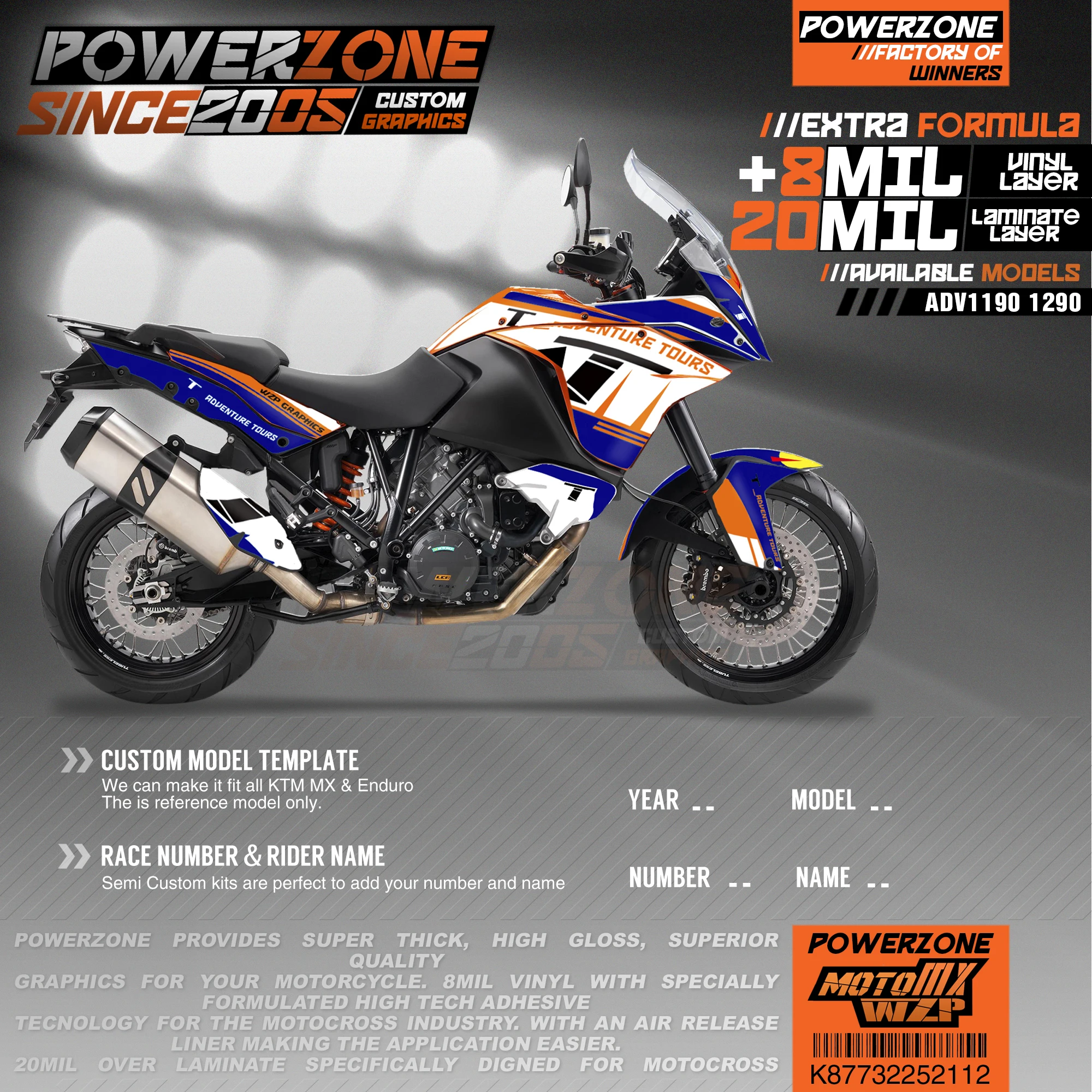 Персонализированные графические фоны PowerZone Team наклейки 3M Набор наклеек для KTM ADV