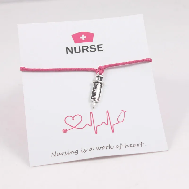 Модный шприц Шарм восковой шнур браслеты желаний с карточкой регулируемые шармы