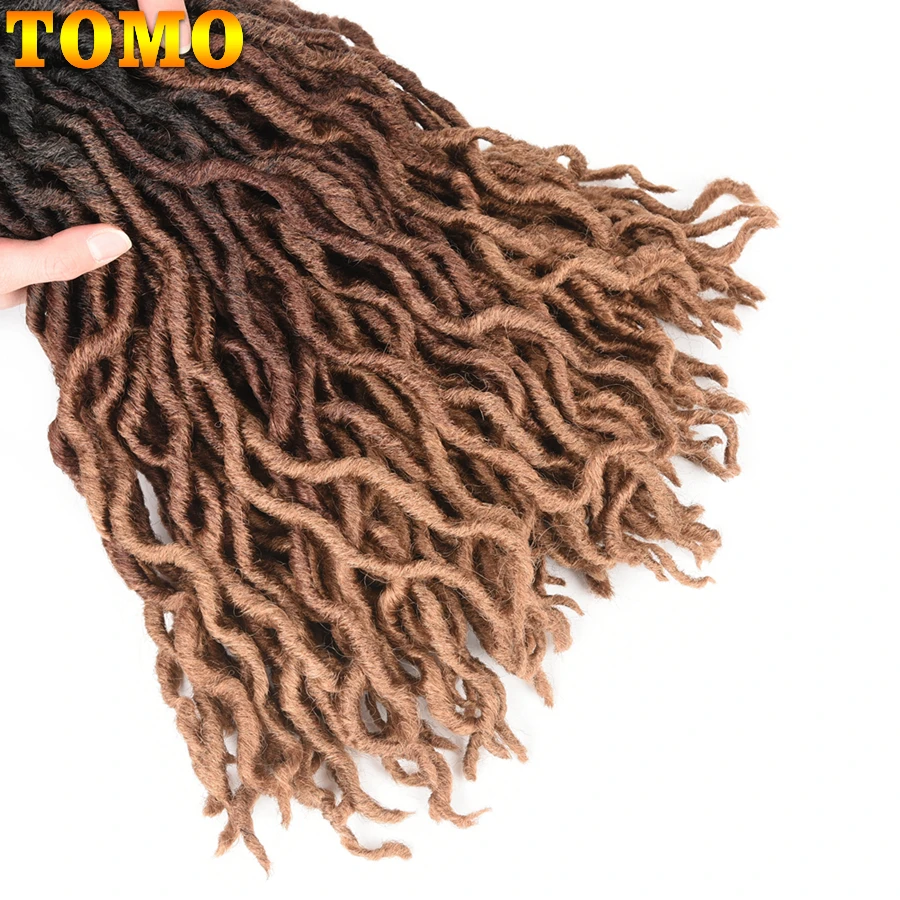 TOMO Ombre Faux Locs Curly вязанные крючком волосы для женщин 24 пряди блонд крючком косички богиня Locs 18 дюймов синтетические плетеные волосы