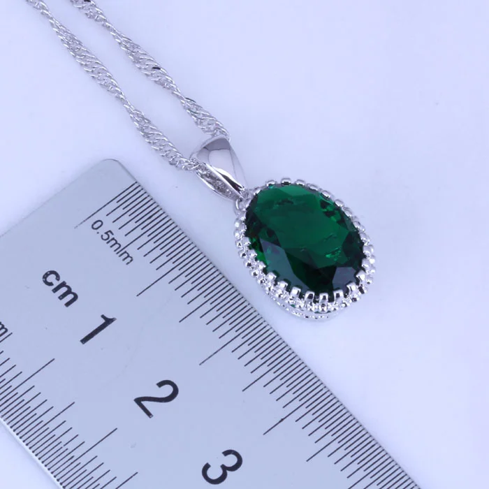 Простые и элегантные серьги с имитацией изумруда зеленого цвета ожерелье