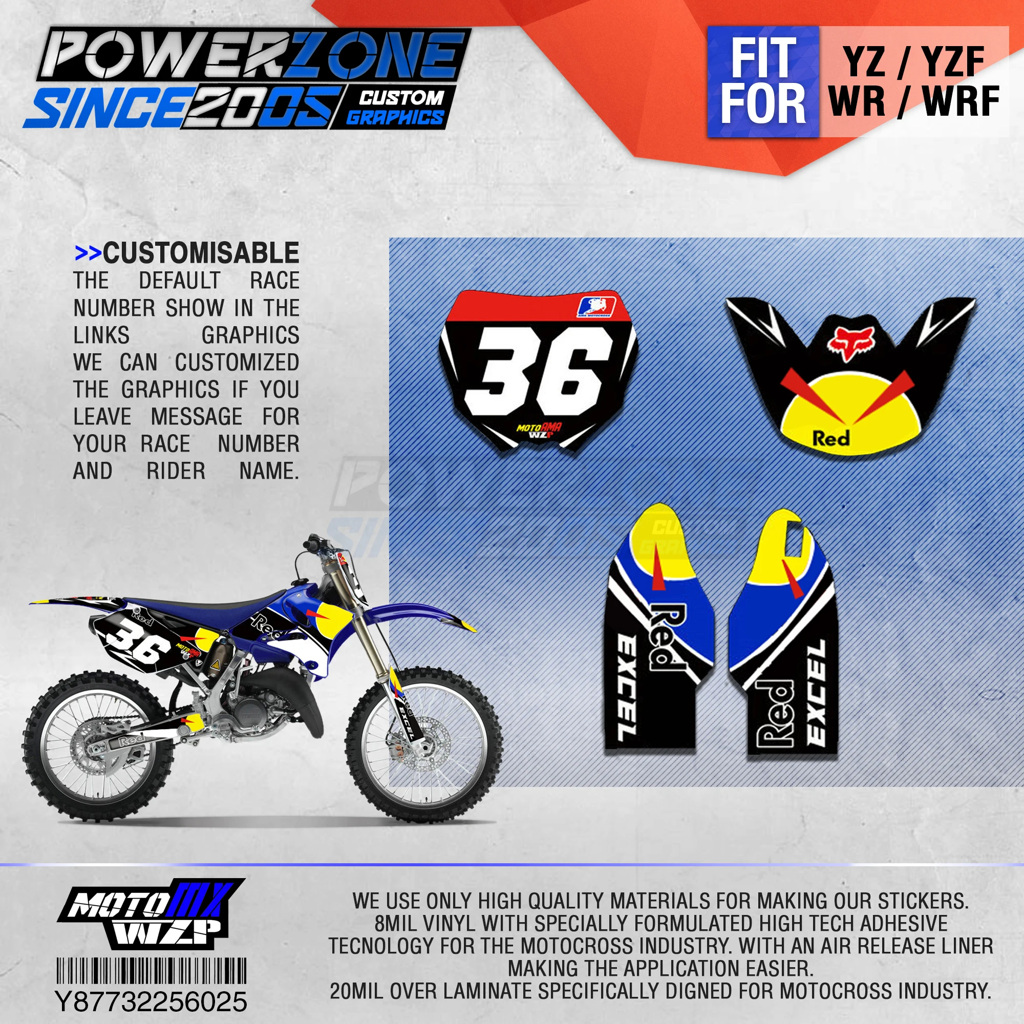 PowerZone графика команды на заказ фоны наклейки 3 м пользовательские для YAMAHA