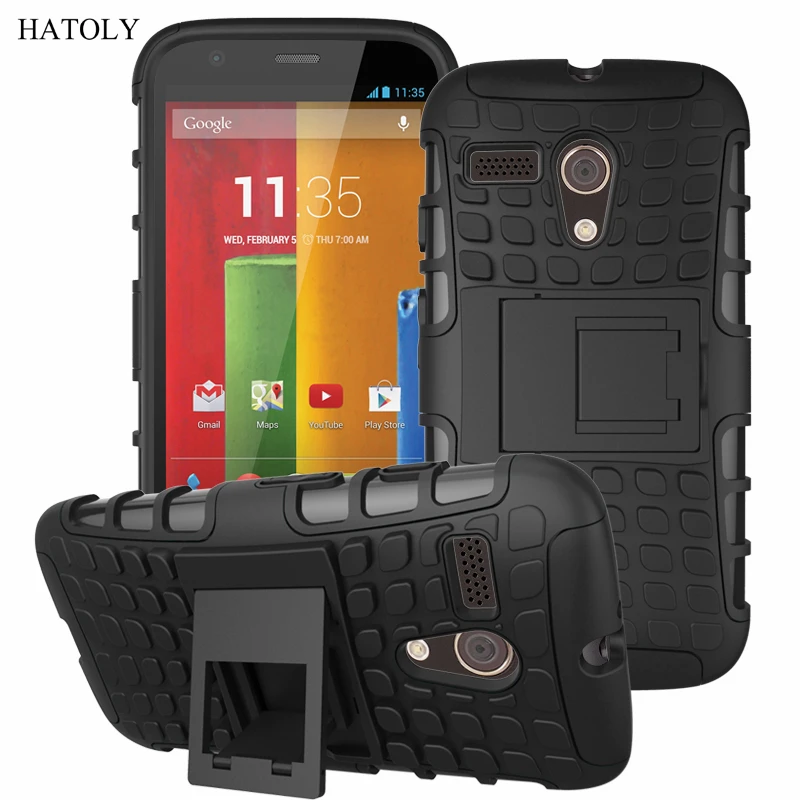 HATOLY For Motorola Moto G1 Case XT1031 XT1032 Heavy Duty Armor Shockproof Hard Plastic Rubber Silicone Phone Cover for |