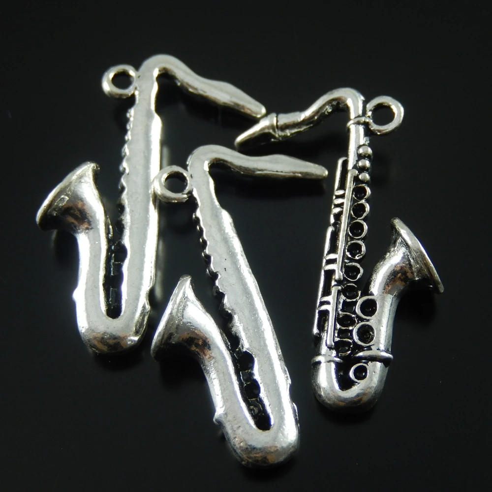 20 шт./лот модное музыкальное ожерелье Sax подвеска хит продаж винтажные Серебряные