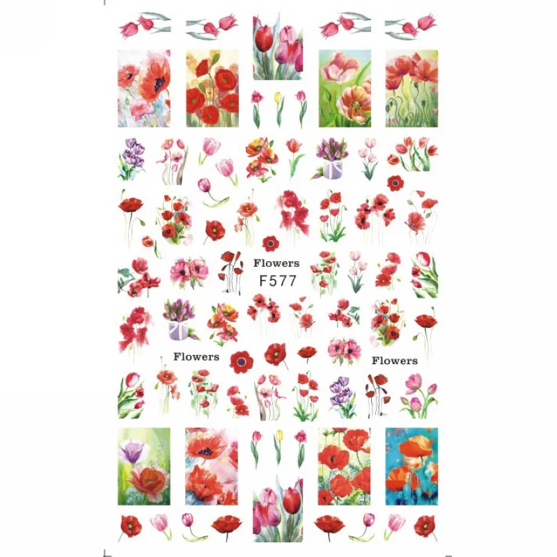 SUPER THIN SELF ADHESIVE 3D NAIL ART SLIDER STICKER PEACOCK URBAN GIRL PARIS X-RAY FLOWER PETALS DESSERT CAKE F574-583 | Красота и