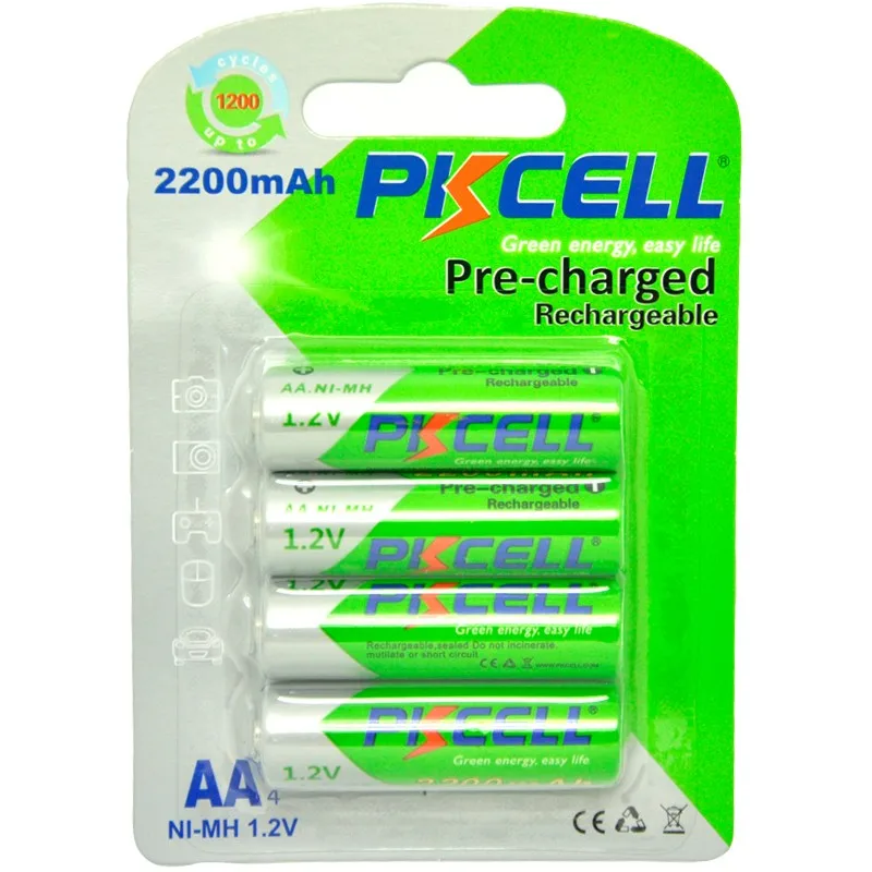 PKCELL 8 шт. AA NiMH 1 2 в 2200 мАч аккумуляторная батарея АА Ni MH 2A Предварительно заряженный