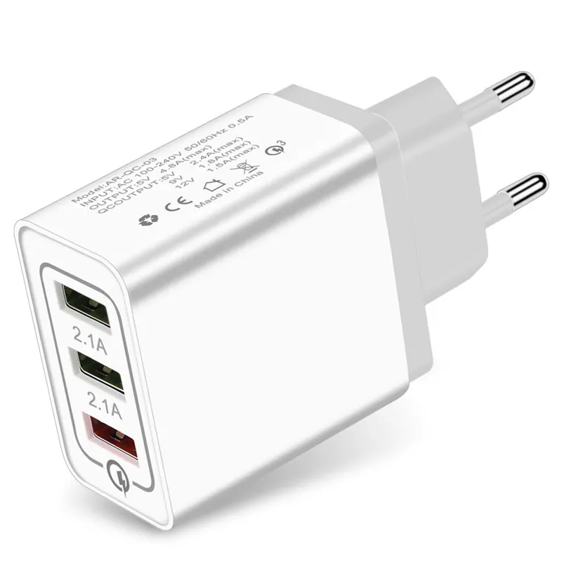 18 Вт USB зарядное устройство Quick Charge 3,0 5 в 3 А для iPhone X Xs Xr 7 8 EU штекер настенный адаптер для зарядки мобильного телефона для samsung S9 Xiaomi - Тип штекера: EU Plug Gray