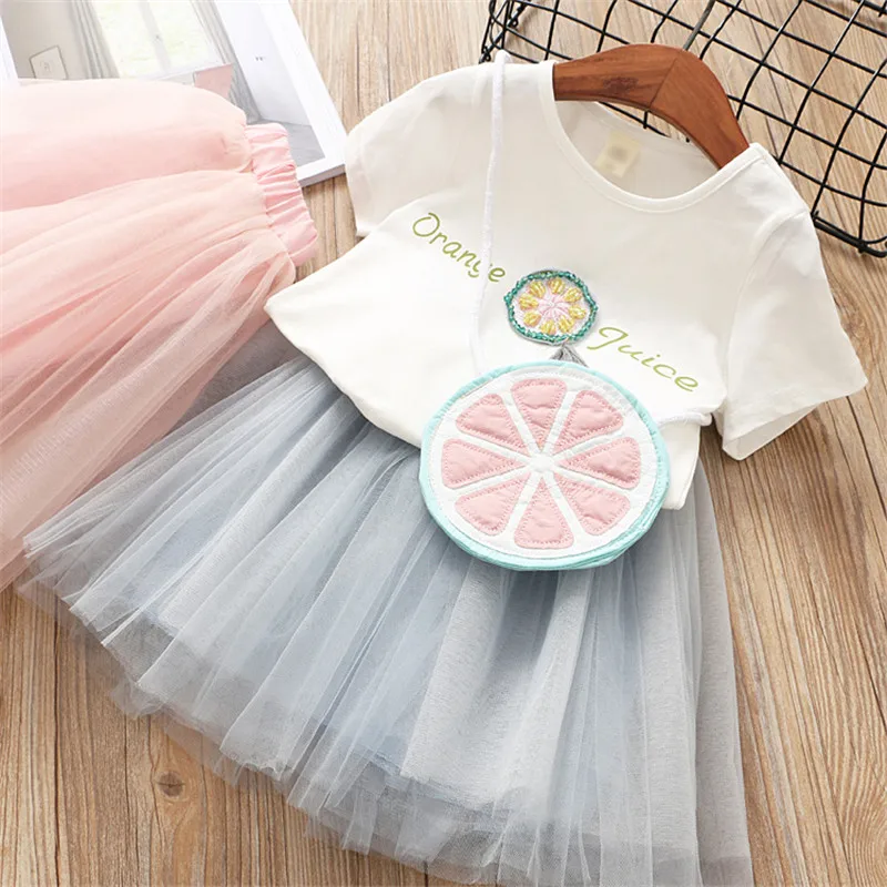 0-7 years 2019 summer new fashion cartoon baby kid children girl clothing mesh ball gown princess girls dress with bag | Детская одежда