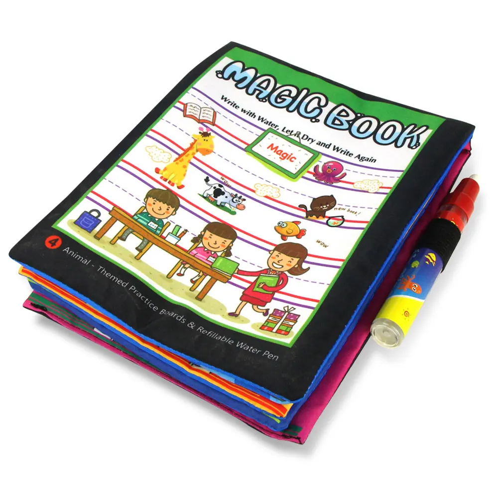 Water Drawing Book & Magic Pen Multi-color Cartoon Animals Reusable Painting Board Doodle Learning Educational Toy for Kids | Игрушки и