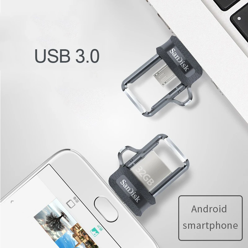 Двойной Флеш накопитель SanDisk USB 3 0 флеш 32G высокая скорость Dual OTG флэш 64 г 128 мини 256