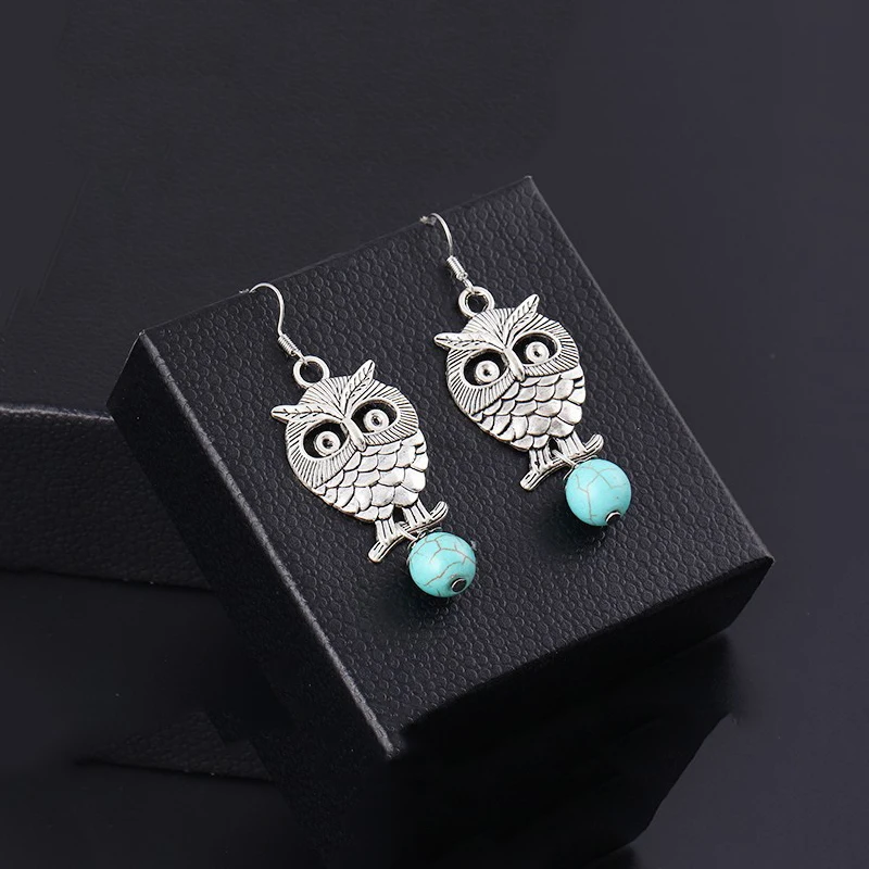 

Topkeeping Brand Women Trend Fashion Jewelry Hollow Design Owl Shape Earrings Girls Retro Ethnic Style Boho Beads Dangle Earring