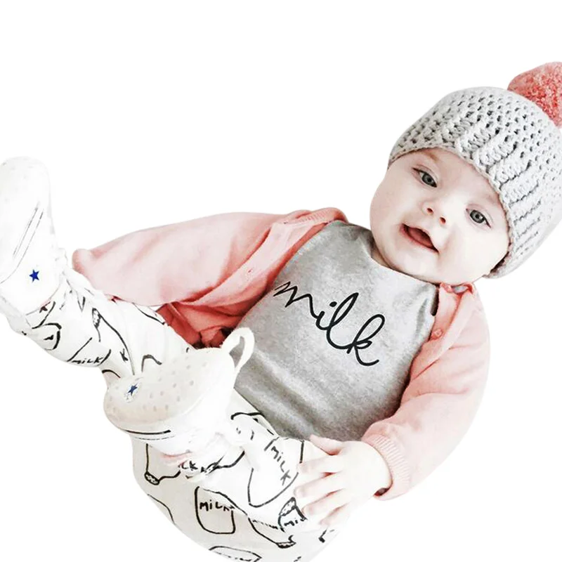 3 шт. Детская Хлопковая футболка штаны и розовое пальто | Мать ребенок