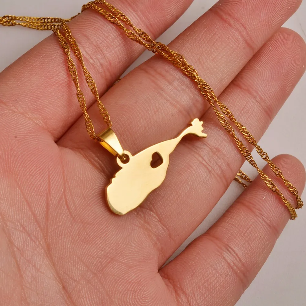 Ожерелье с подвеской в виде карты аннийо Федерации св. КИТС И невирас золотистые