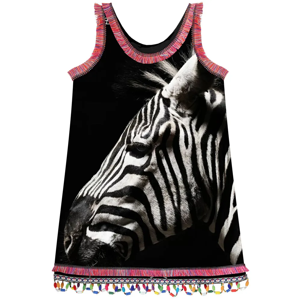 Летние Стильные платья для девочек модная брендовая детская одежда с принтом