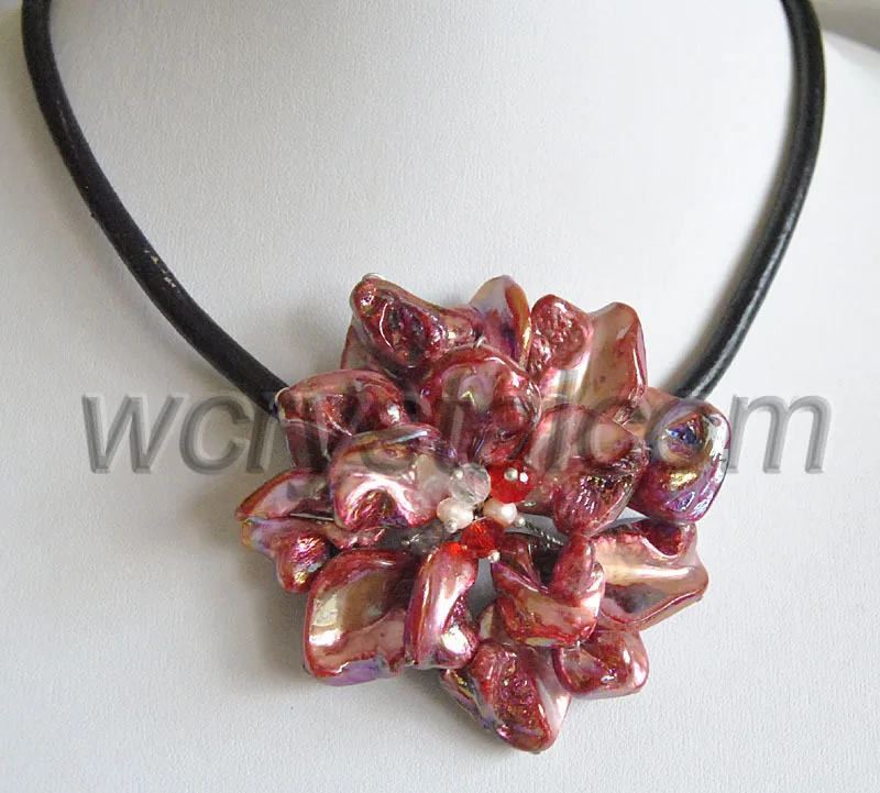 Red shell Beads One Flower pendant Designer Necklace Wholesale | Украшения и аксессуары