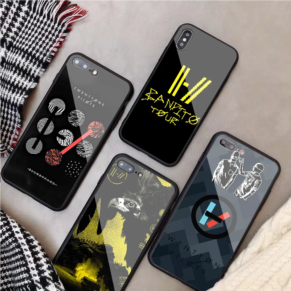 Twenty One Pilots Роскошные закаленное стекло чехол для телефона iPhone 5 5C 5S SE 6 6plus 7 7plus 8 8plus X