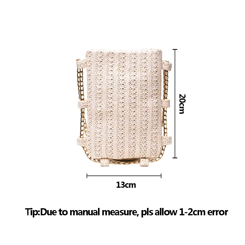 

Fashion Women Summer Straw Bag INS Popular Female Travel Chains Handbag Ladies Beach Shoulder Bag Mini Casual Woven Bolsa SS3322