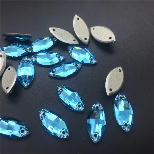 T202 Aquamarine TopStone K9 кристалл 7x15 мм конский глаз Стеклярус для шитья бусины Flatback в огранке маркиза, пришивной камень для ювелирных изделий платье кристаллы - Цвет: T202 Aquamarine