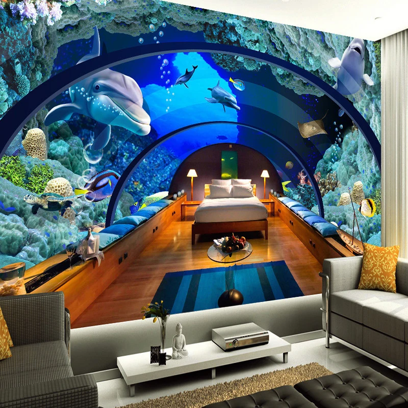 Пользовательские 3D плакат фото обои морской музей подводный мир 3D Гостиная Спальня фон Настенная Обои де Parede