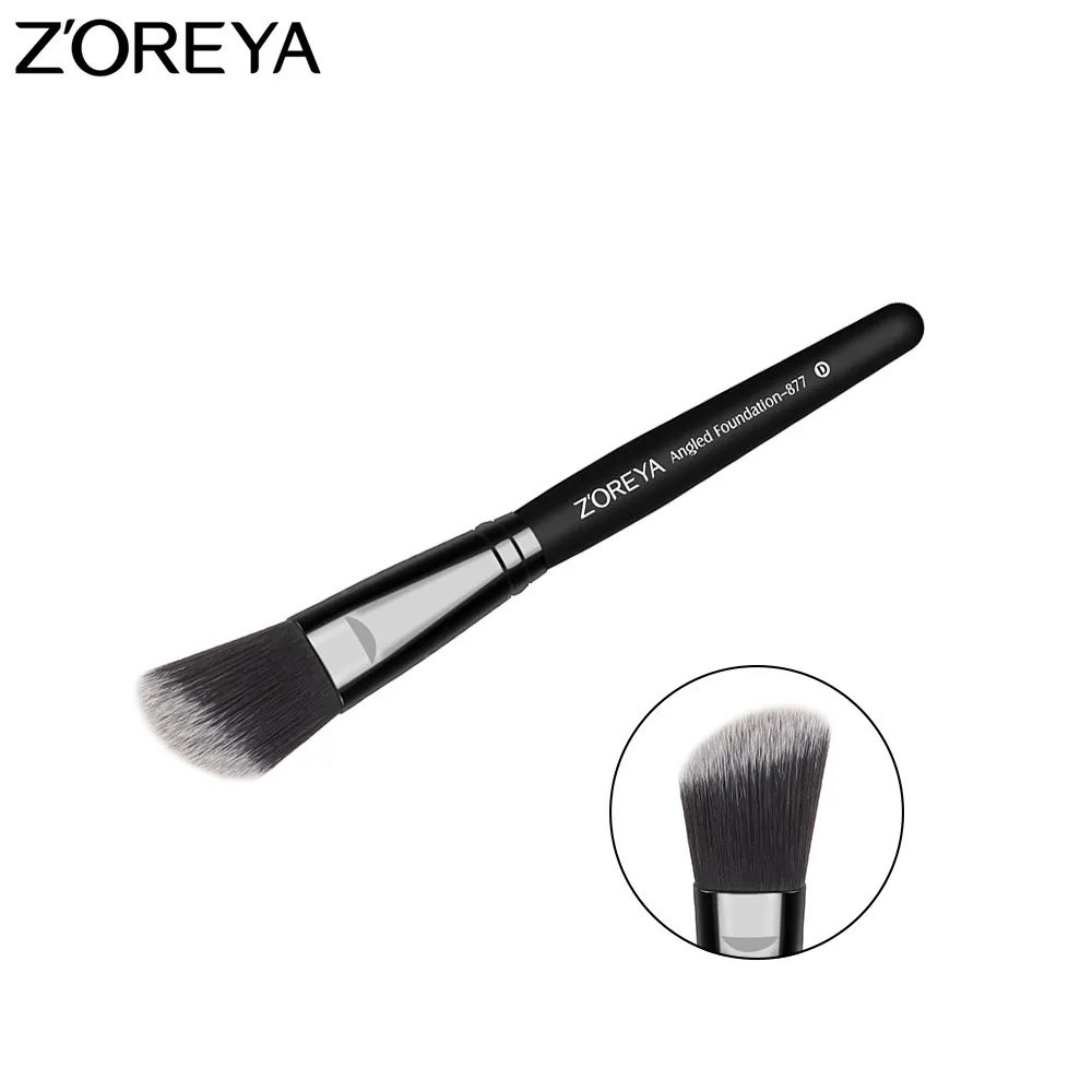 877 angle foundation ZOREYA брендовые кисти для макияжа, пудра, румяна, основа, тени для век, подводка для глаз, кисть для растушевки ресниц на ваш выбор - Handle Color: 877 angle foundation